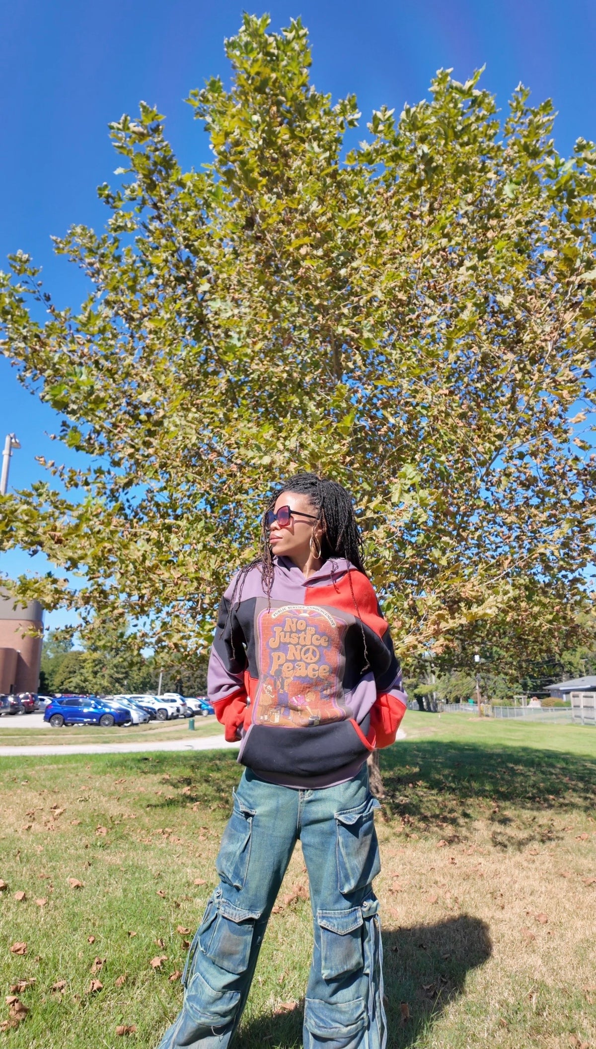 No Justice Patchwork Hoodie | STAY Bold 2 Scoops-Stay Foxy Boutique, Florissant, Missouri