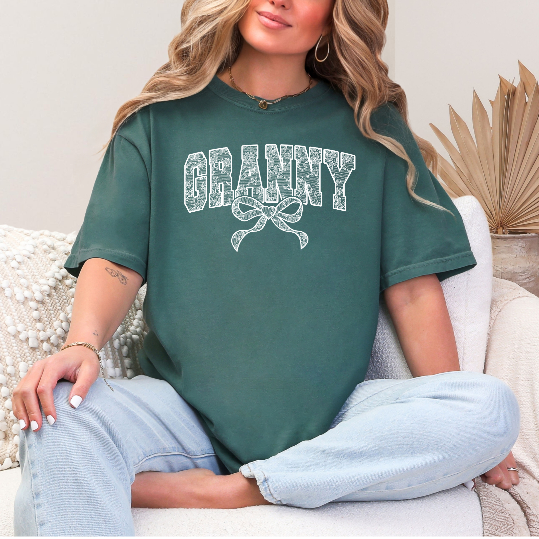 Lace Names Graphic Tee in Spruce-Womens-Stay Foxy Boutique, Florissant, Missouri