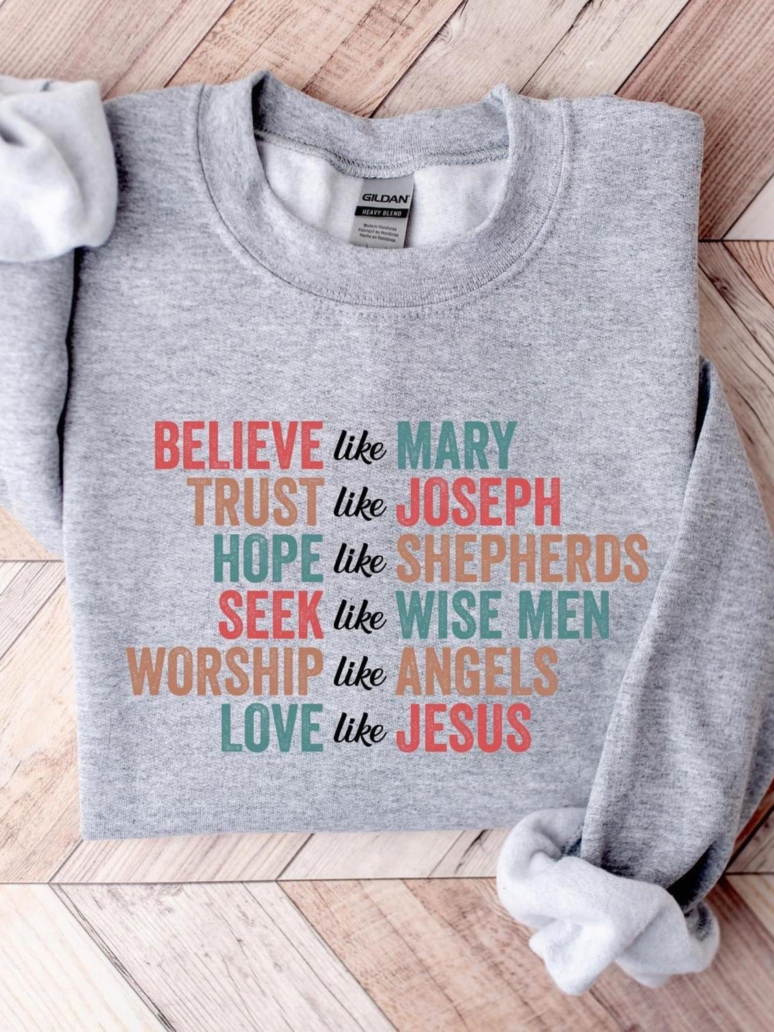 Believe Like Mary Graphic T-Graphic T-Stay Foxy Boutique, Florissant, Missouri