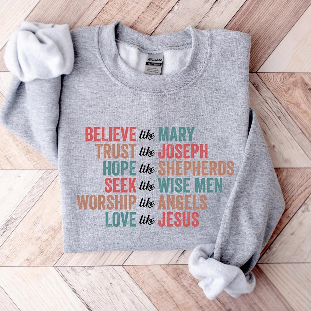 Believe Like Mary Graphic T-Graphic T-Stay Foxy Boutique, Florissant, Missouri