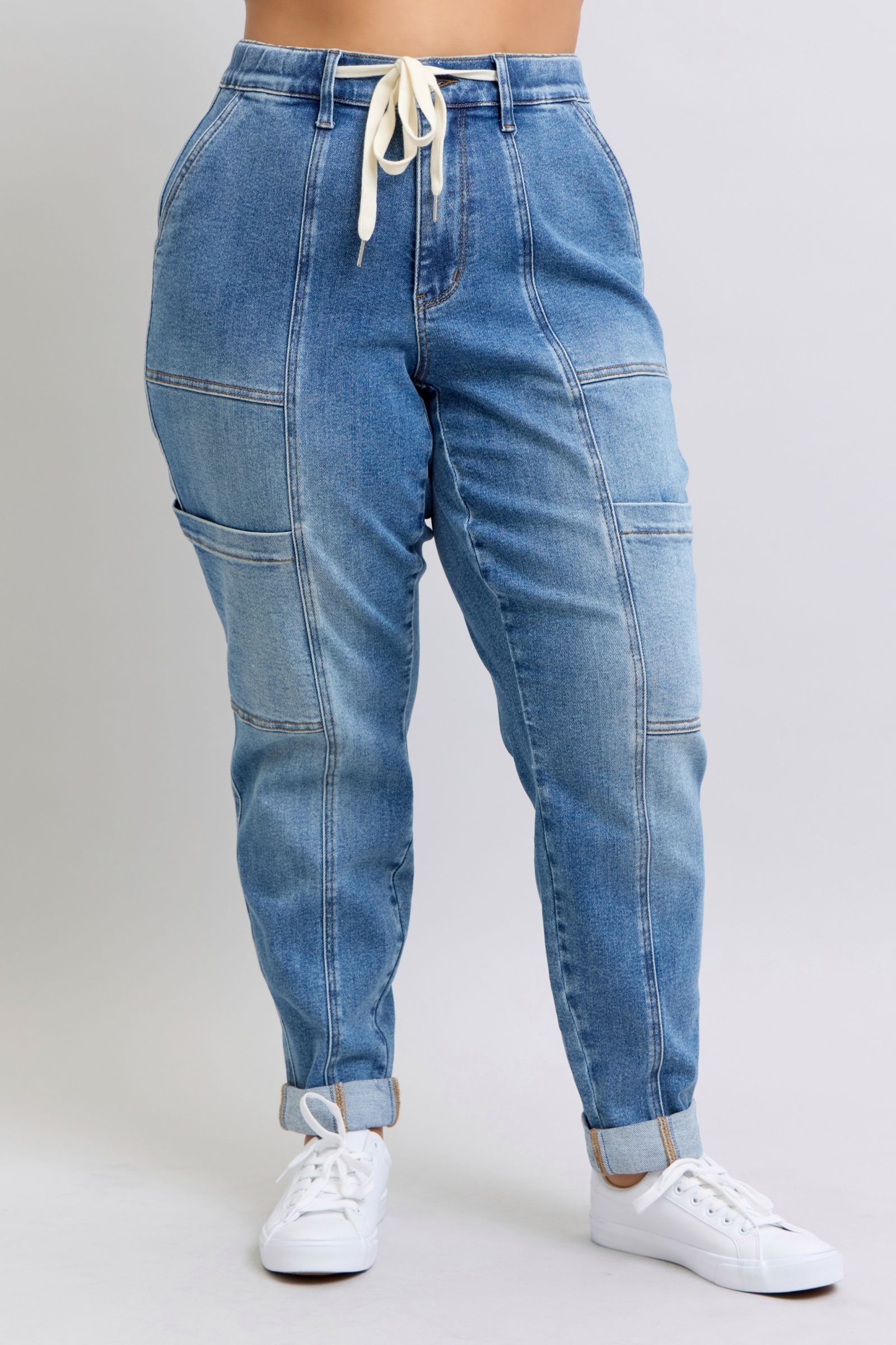 Clayton High Rise Cuffed Cargo Denim Jogger-Womens-Stay Foxy Boutique, Florissant, Missouri