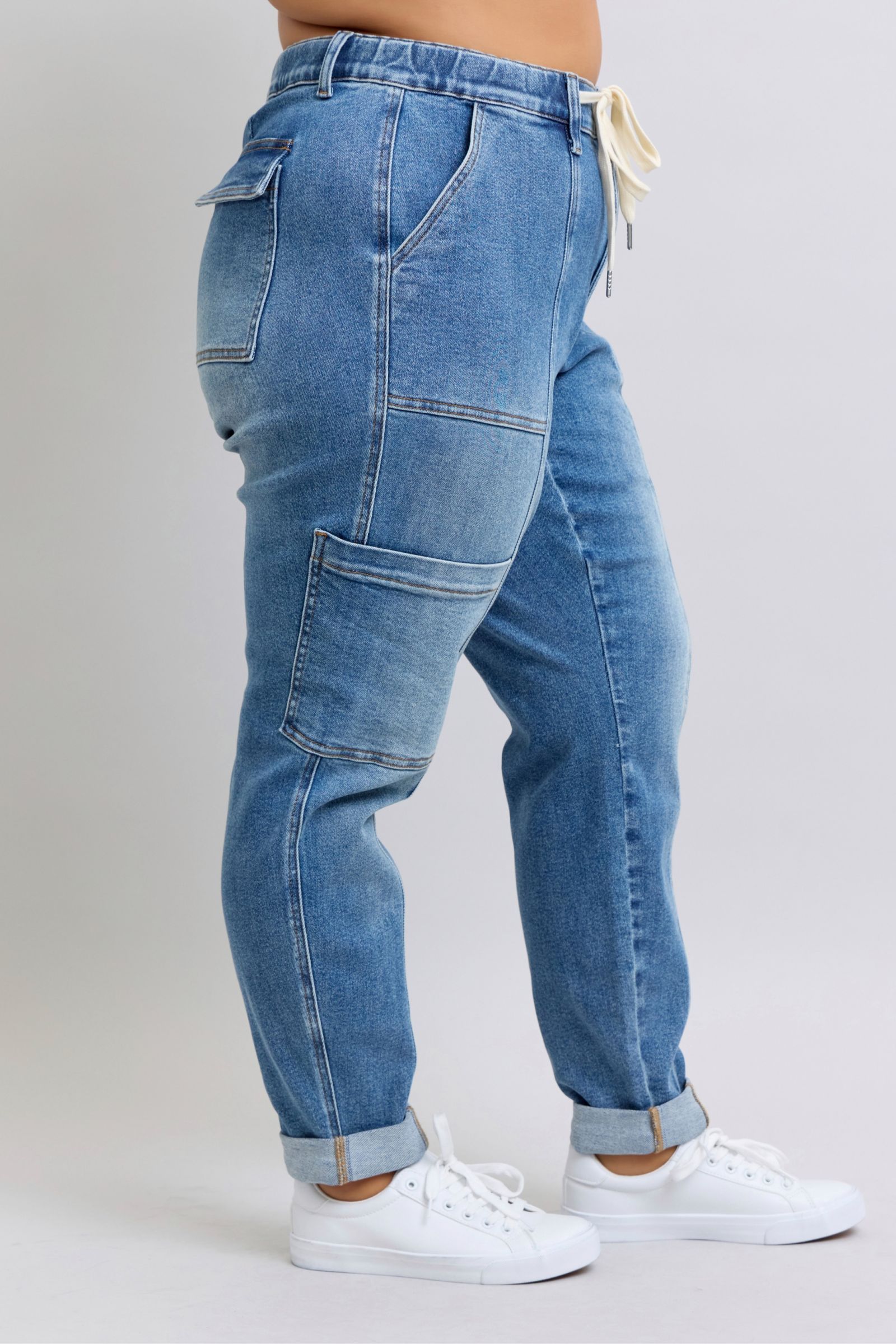Clayton High Rise Cuffed Cargo Denim Jogger-Womens-Stay Foxy Boutique, Florissant, Missouri
