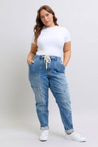Clayton High Rise Cuffed Cargo Denim Jogger-Womens-Stay Foxy Boutique, Florissant, Missouri