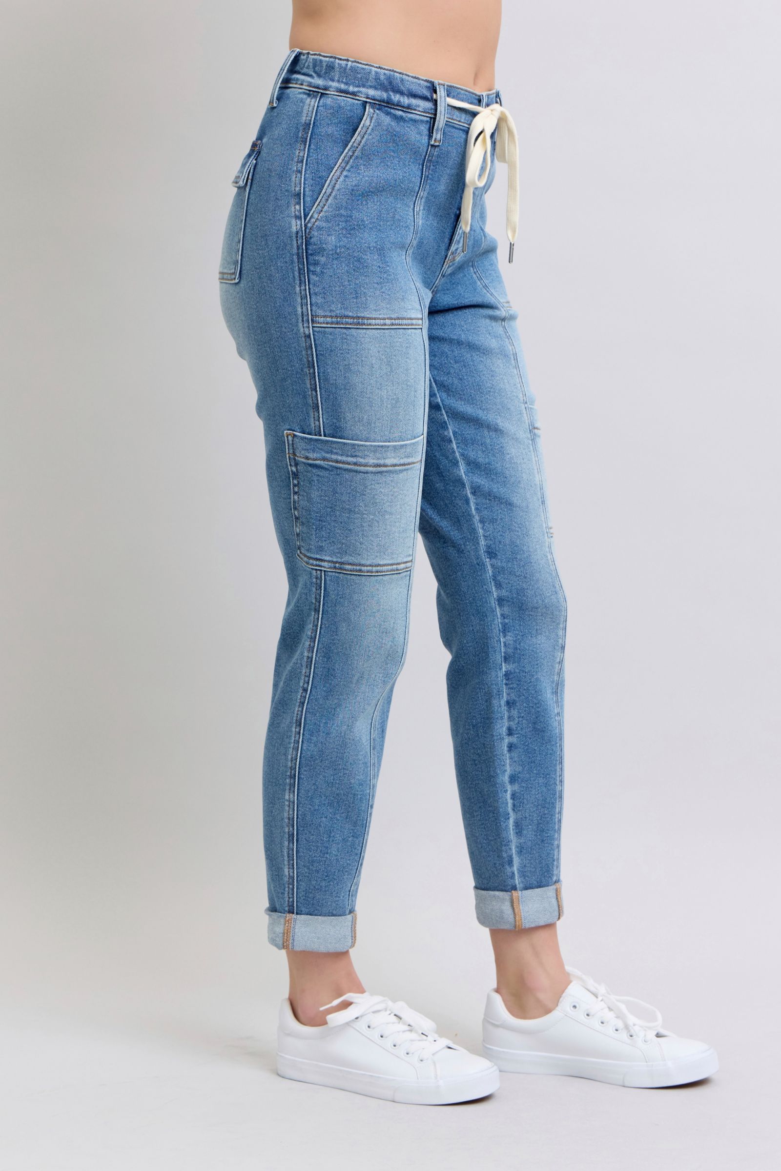 Clayton High Rise Cuffed Cargo Denim Jogger-Womens-Stay Foxy Boutique, Florissant, Missouri
