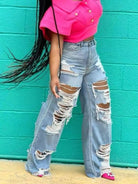 Full Size Distressed Wide Leg Jeans Plus Size-Stay Foxy Boutique, Florissant, Missouri
