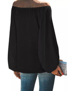 Full Size Off-Shoulder Balloon Sleeve Blouse Plus Size-Stay Foxy Boutique, Florissant, Missouri