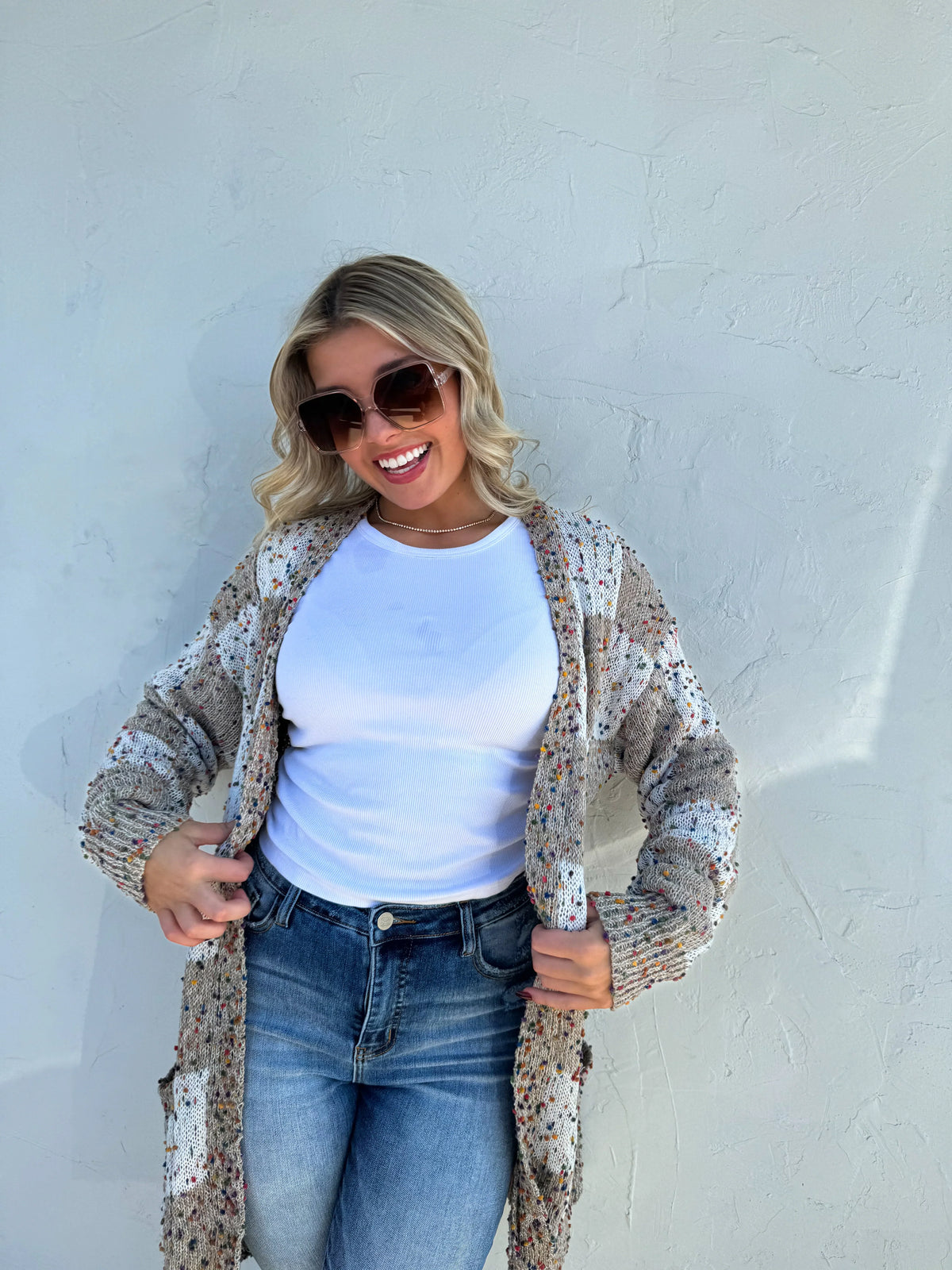PREORDER: Checkered Miley Dot Cardigan in Four Colors-Womens-Stay Foxy Boutique, Florissant, Missouri