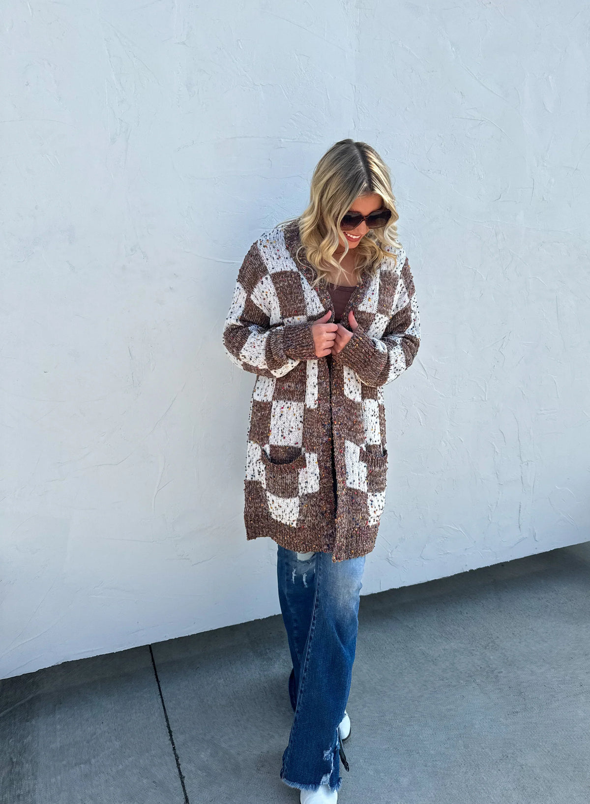 PREORDER: Checkered Miley Dot Cardigan in Four Colors-Womens-Stay Foxy Boutique, Florissant, Missouri