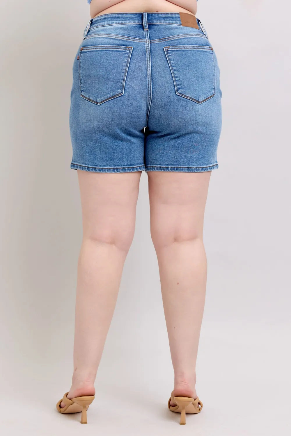 Judy Blue Full Size 2 Button Denim Shorts with Pockets Plus Size-Stay Foxy Boutique, Florissant, Missouri