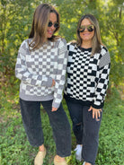 All Checkered Out Sweater in Four Colors-Womens-Stay Foxy Boutique, Florissant, Missouri