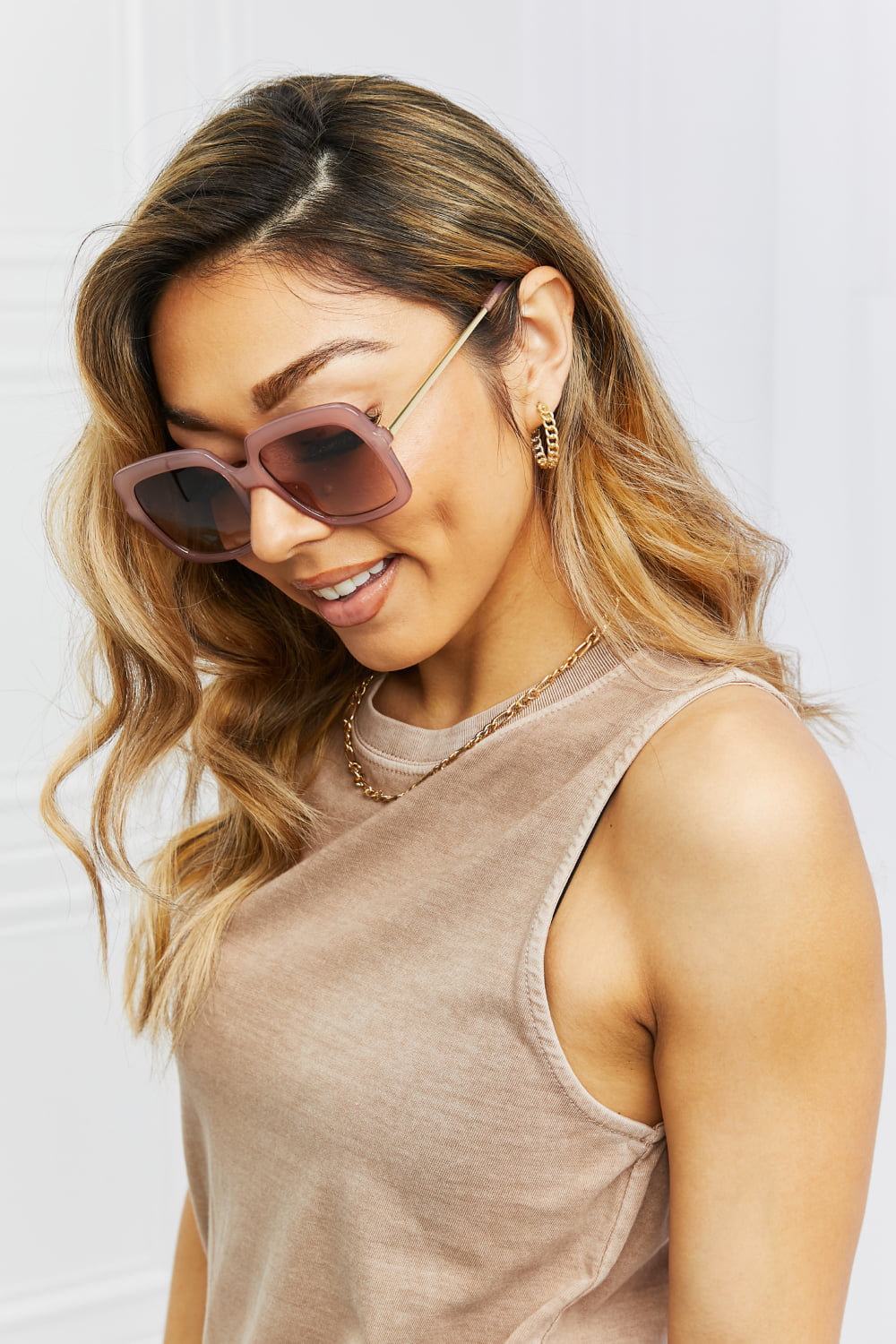Square Metal-Plastic Hybrid Temple Sunglasses-Stay Foxy Boutique, Florissant, Missouri