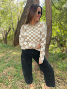 All Checkered Out Sweater in Four Colors-Womens-Stay Foxy Boutique, Florissant, Missouri