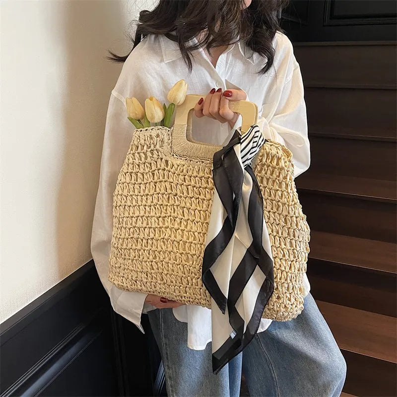 Straw Woven Handbag-Stay Foxy Boutique, Florissant, Missouri