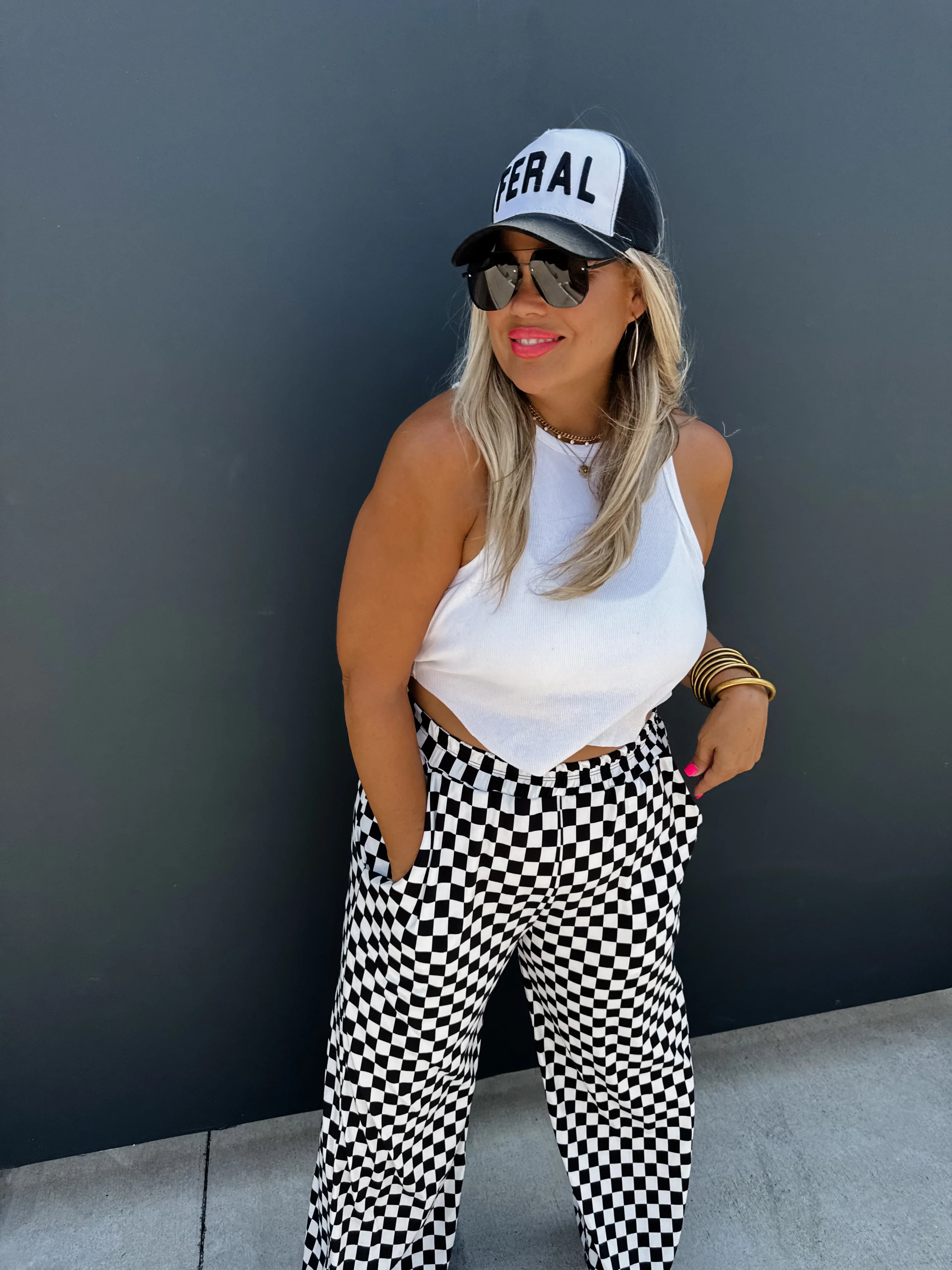 PREORDER: Bold Block Checker Pants-Womens-Stay Foxy Boutique, Florissant, Missouri