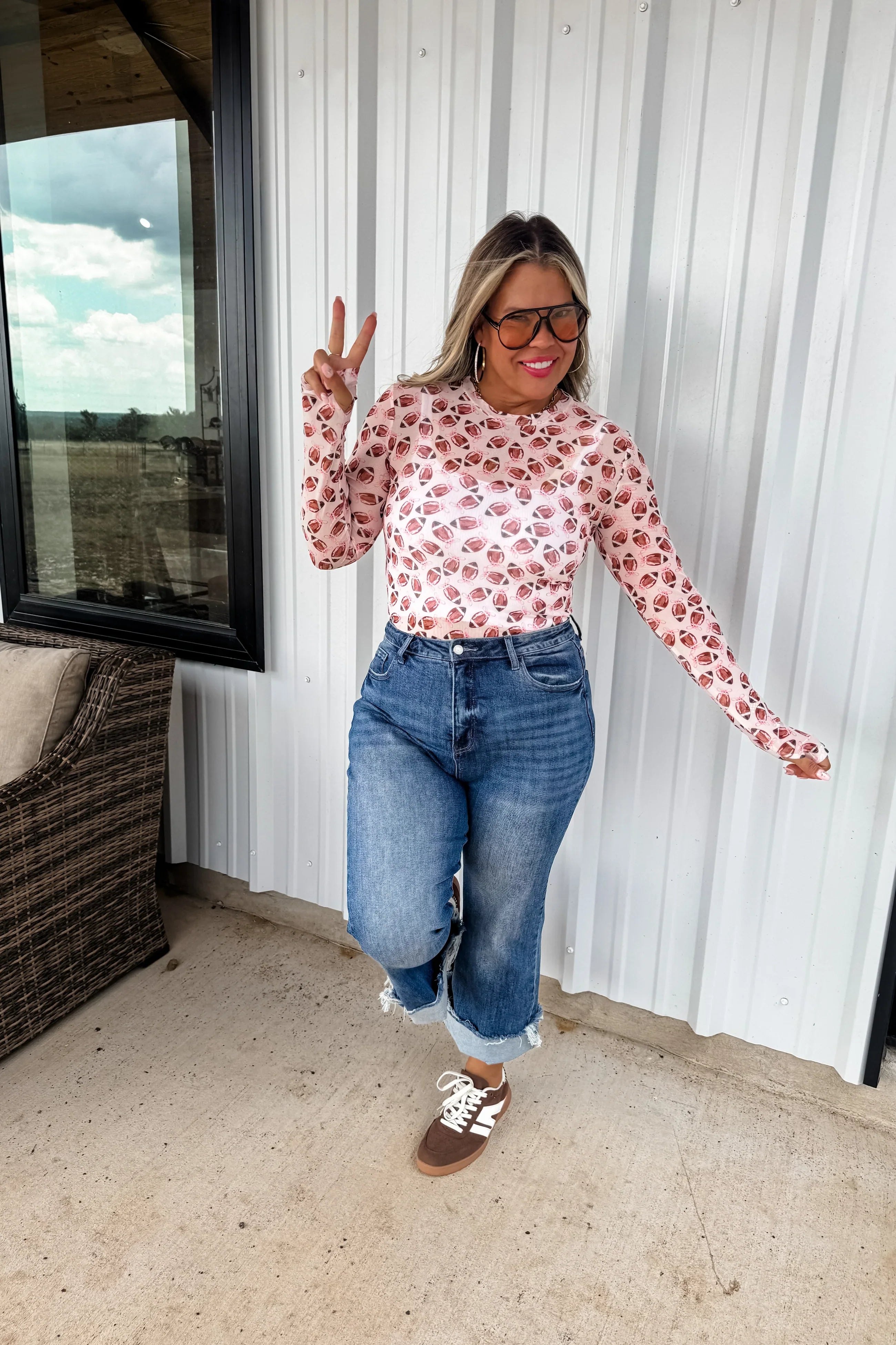 PREORDER: Football Dress It Up Mesh Top-Womens-Stay Foxy Boutique, Florissant, Missouri