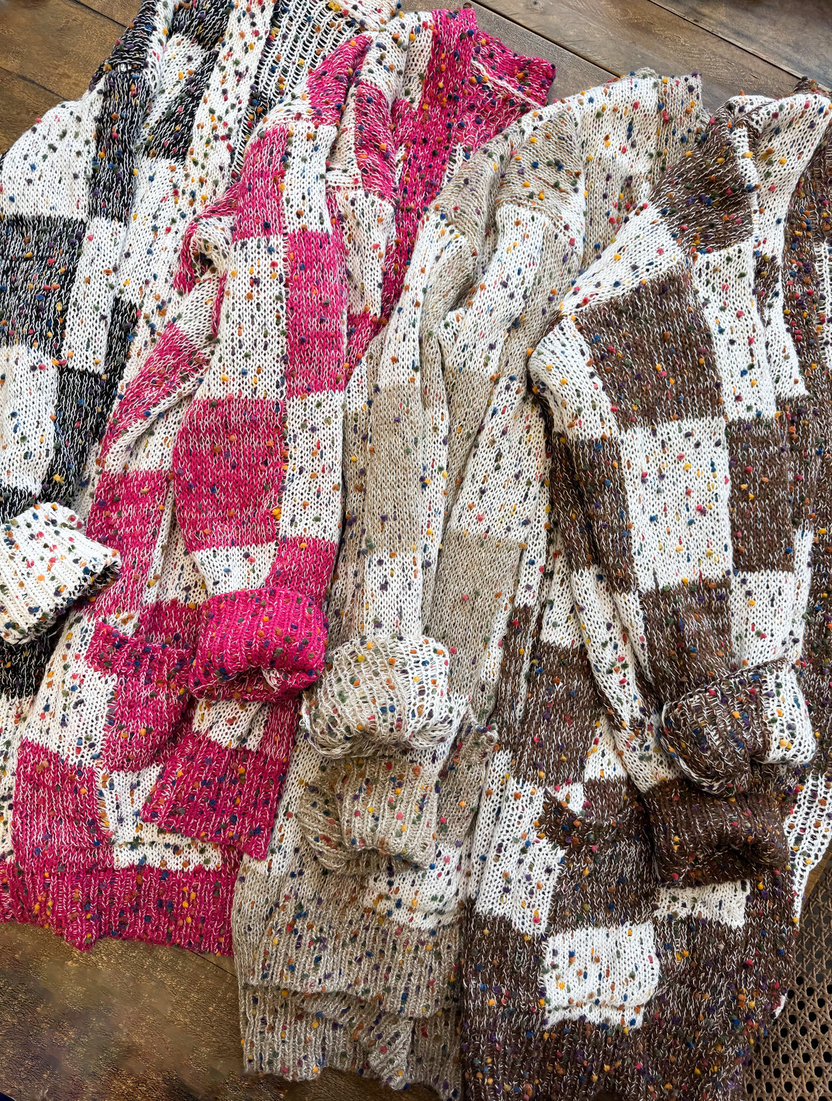 PREORDER: Checkered Miley Dot Cardigan in Four Colors-Womens-Stay Foxy Boutique, Florissant, Missouri