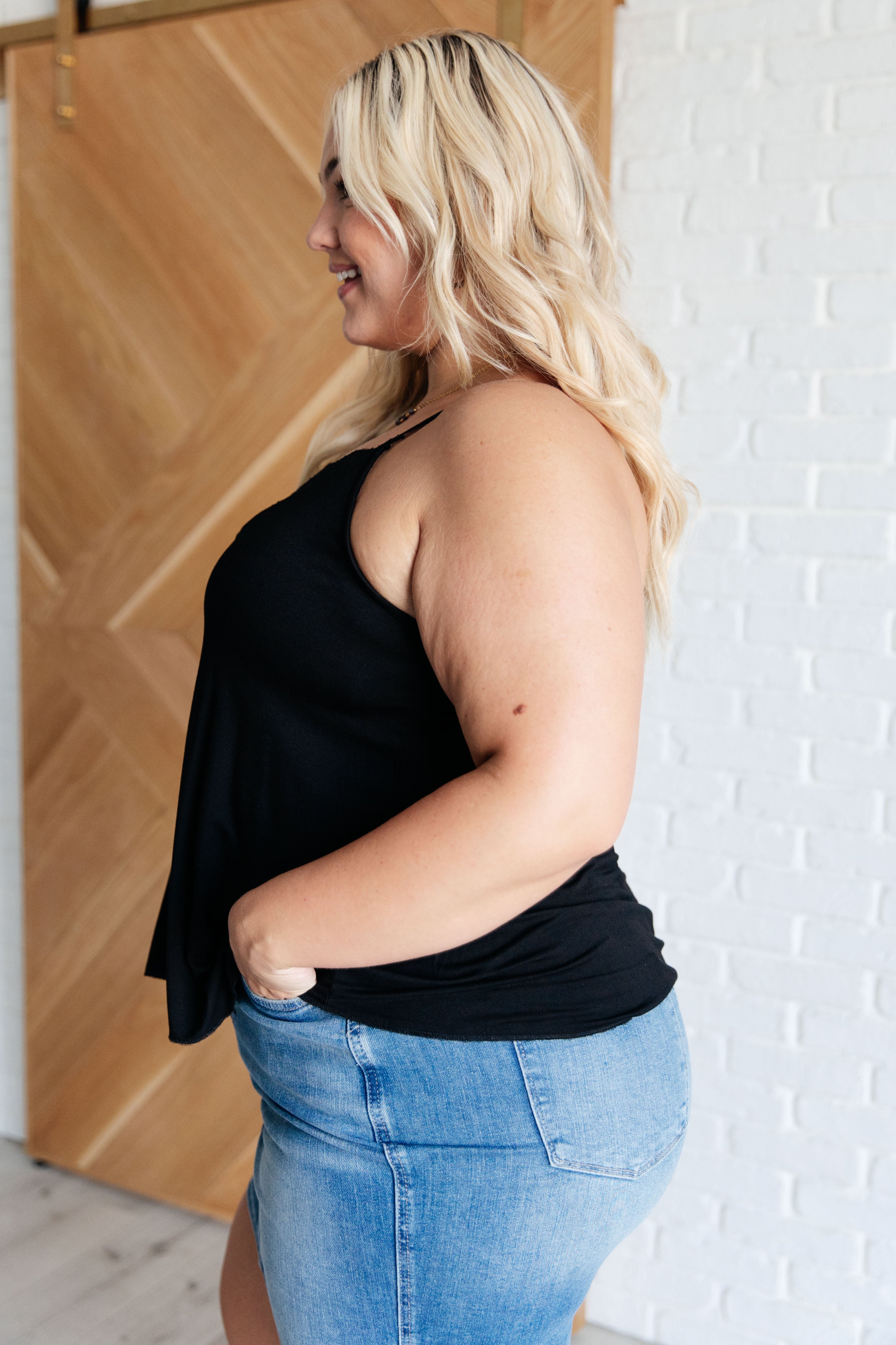 A Gleam in Her Eyes Lace Detail Cami in Black-Tops-Stay Foxy Boutique, Florissant, Missouri