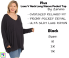 PLUS Lux V Neck Long Sleeve Pocket Top - Black-Long Sleeve Top-Stay Foxy Boutique, Florissant, Missouri