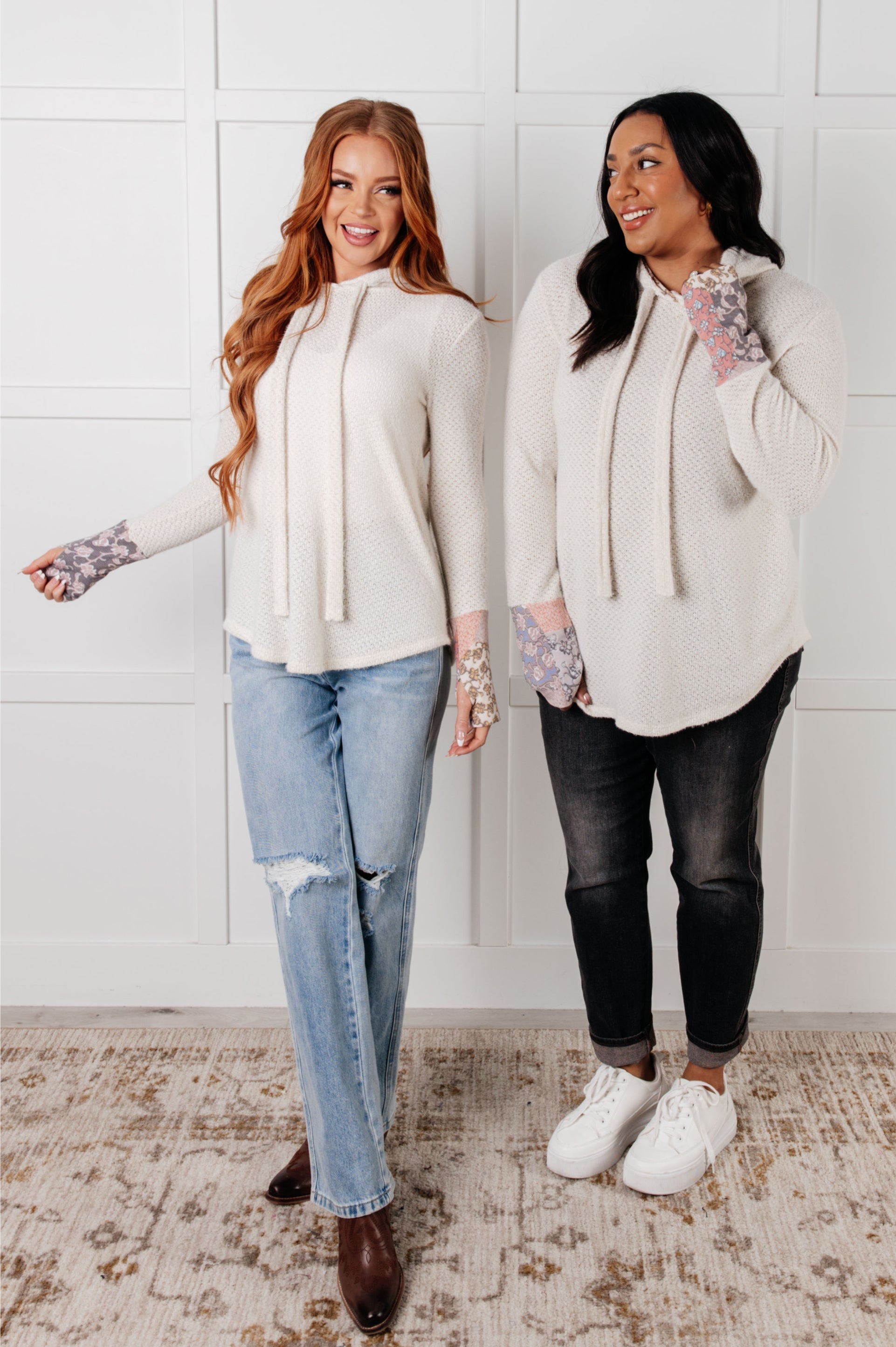 A Tad Chilly Waffle Knit Hoodie-Tops-Stay Foxy Boutique, Florissant, Missouri