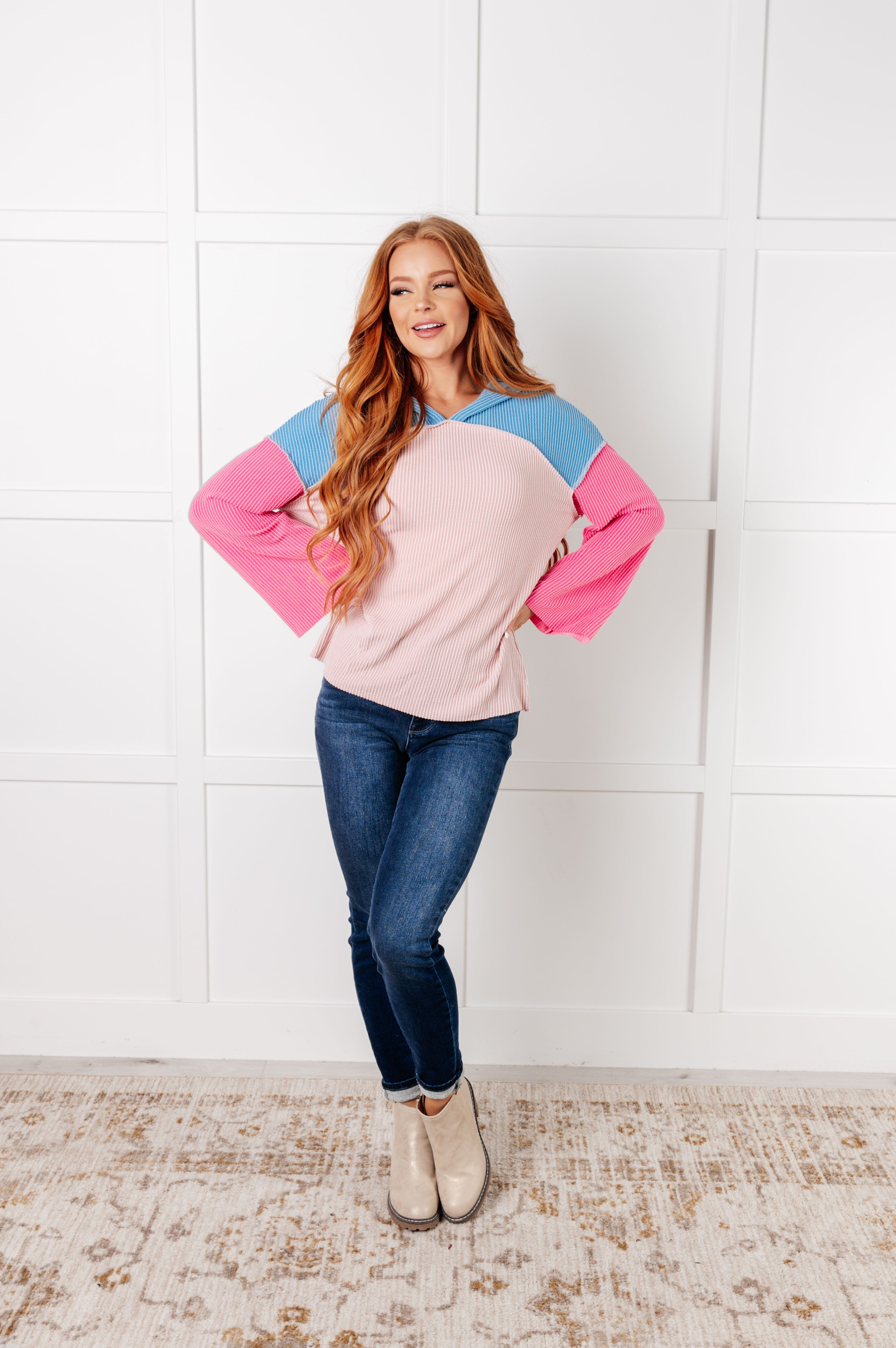 A-Tisket A-Tasket Color Block Pullover-Tops-Stay Foxy Boutique, Florissant, Missouri