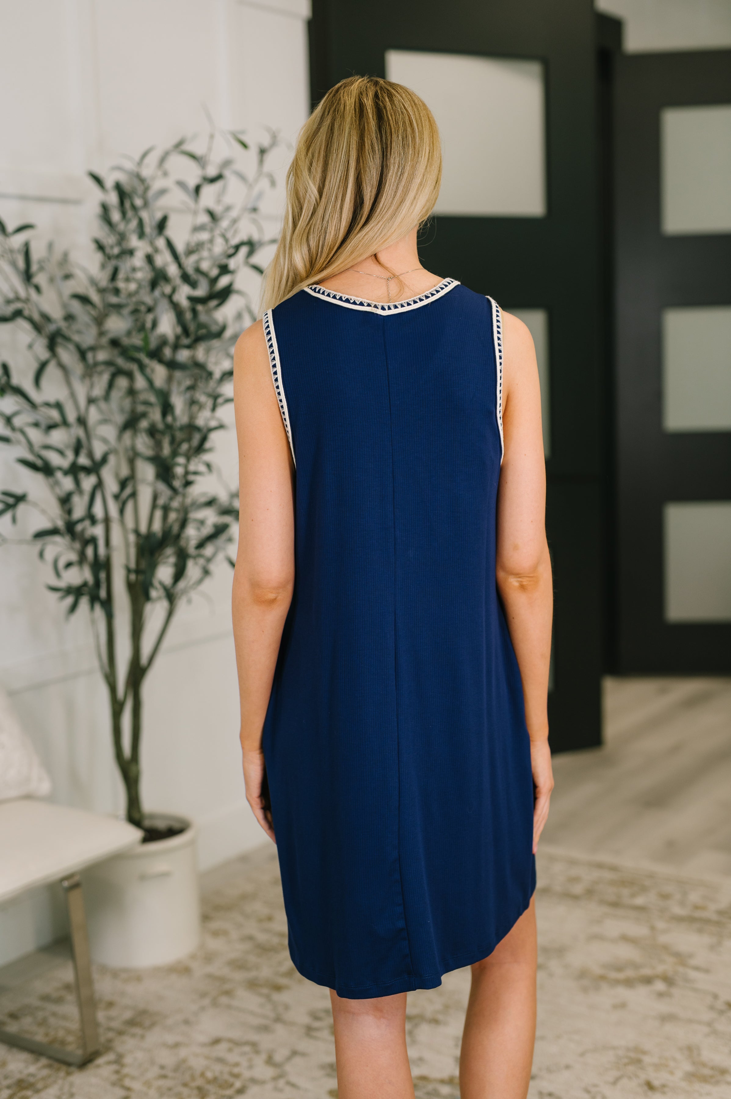Airloom Trim Detail Mini Tank Dress in Navy-Womens-Stay Foxy Boutique, Florissant, Missouri