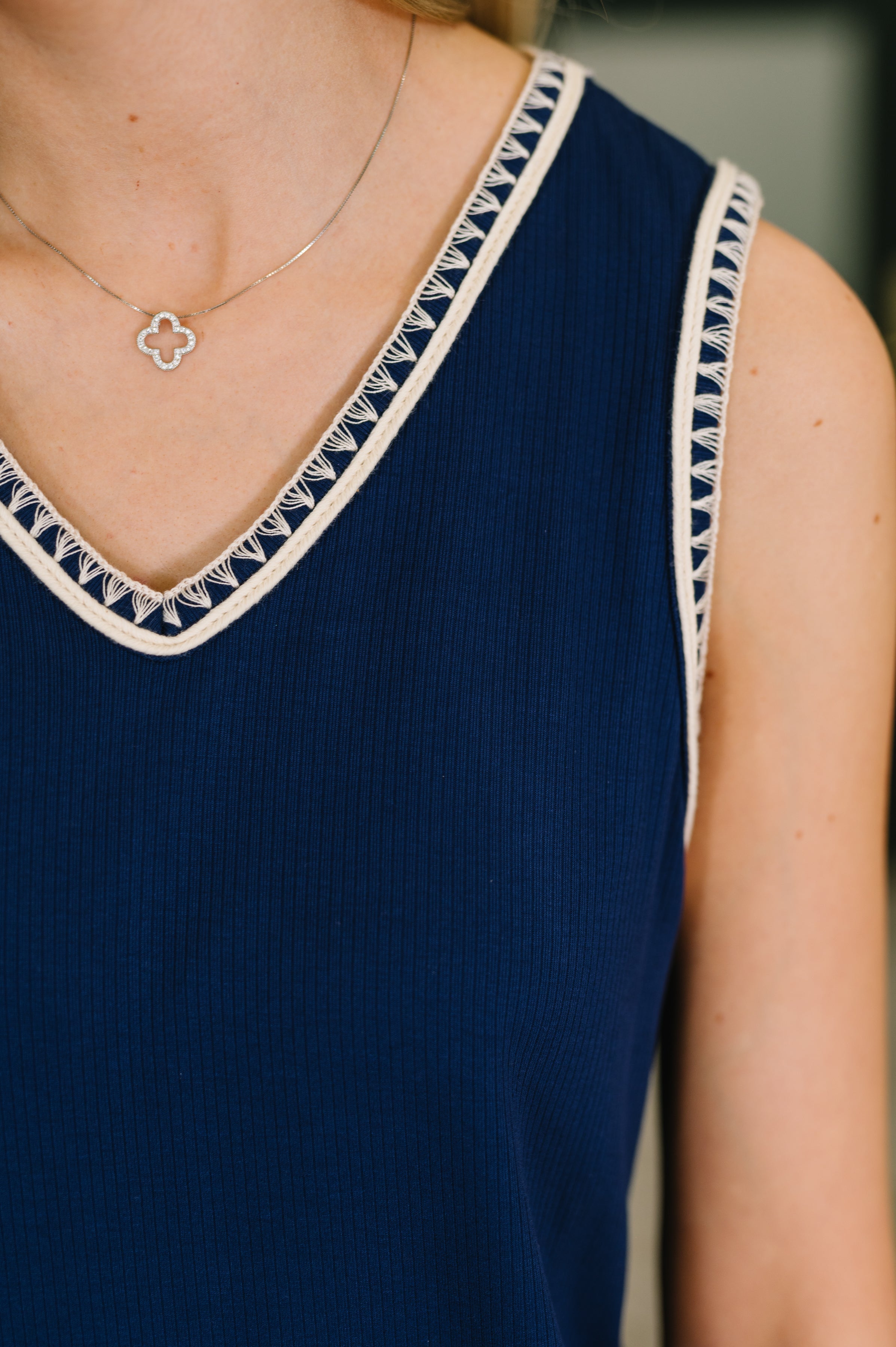 Airloom Trim Detail Mini Tank Dress in Navy-Womens-Stay Foxy Boutique, Florissant, Missouri