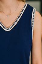 Airloom Trim Detail Mini Tank Dress in Navy-Womens-Stay Foxy Boutique, Florissant, Missouri