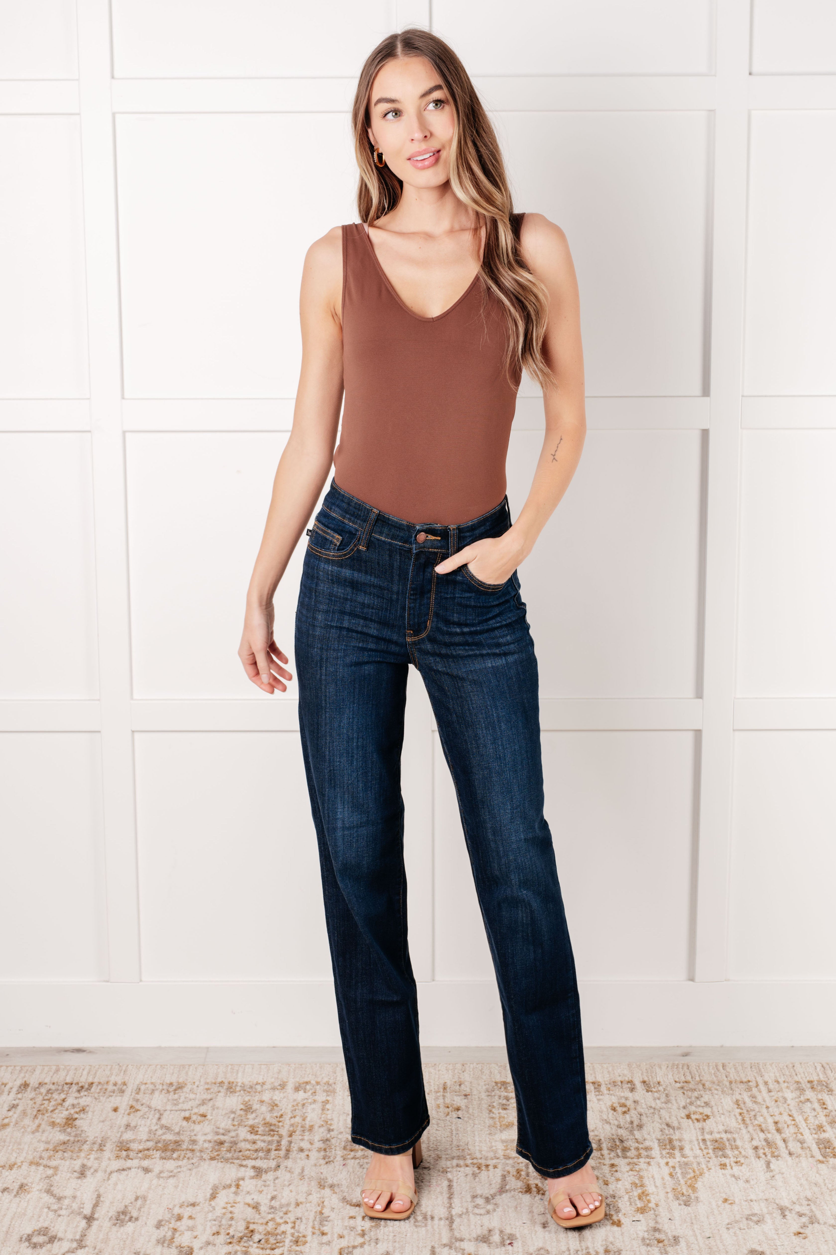 Alaina High Rise Classic Straight Jeans-Denim-Stay Foxy Boutique, Florissant, Missouri