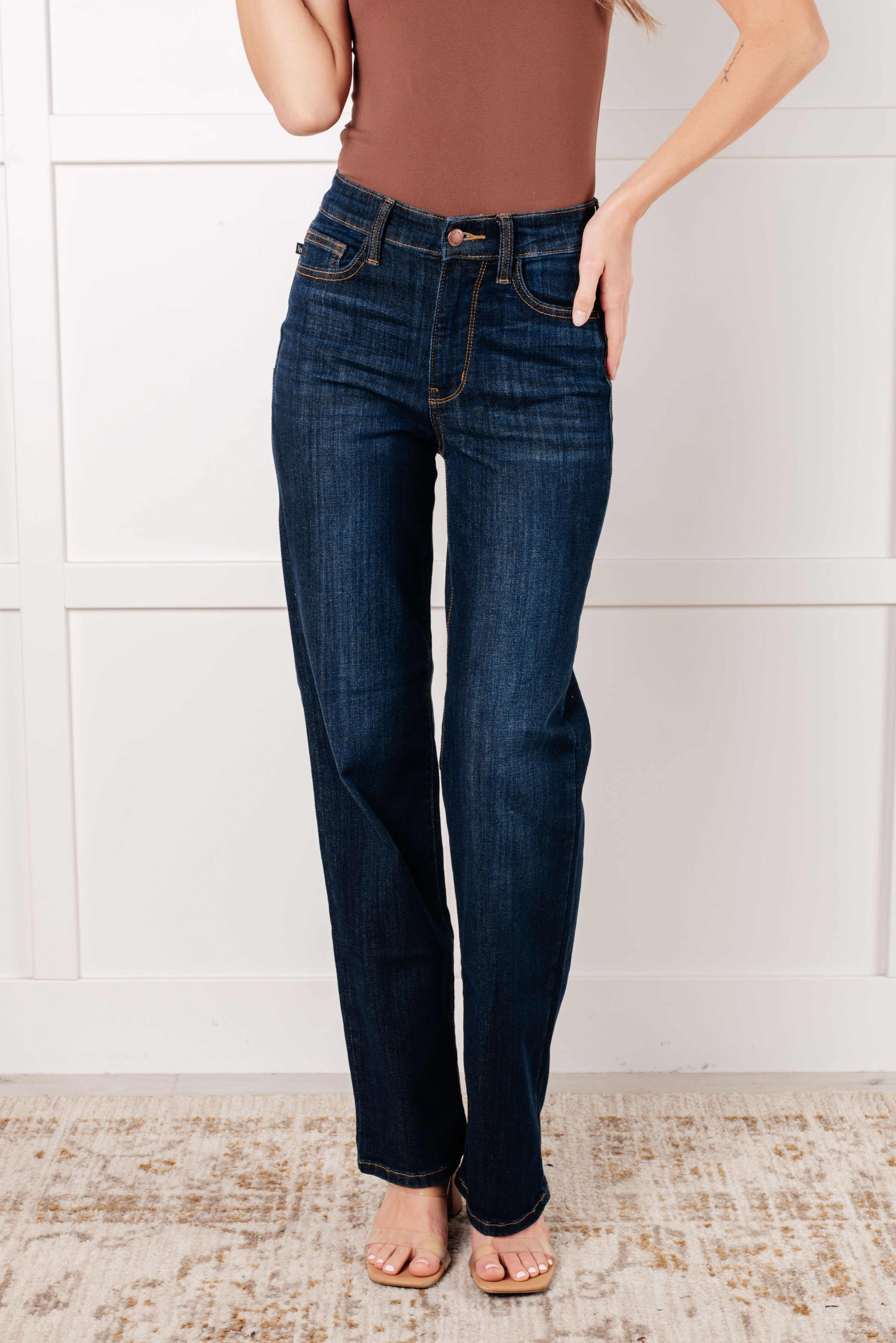 Alaina High Rise Classic Straight Jeans-Denim-Stay Foxy Boutique, Florissant, Missouri