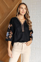 All In Me Embroidered V-Neck Blouse-Blouses-Stay Foxy Boutique, Florissant, Missouri