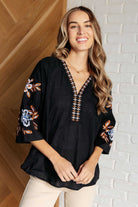 All In Me Embroidered V-Neck Blouse-Blouses-Stay Foxy Boutique, Florissant, Missouri