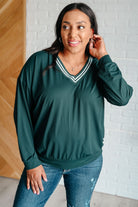 All Out Comfort V-Neck Pullover in Midnight Green-Tops-Stay Foxy Boutique, Florissant, Missouri