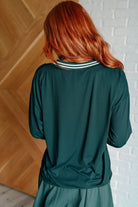 All Out Comfort V-Neck Pullover in Midnight Green-Tops-Stay Foxy Boutique, Florissant, Missouri