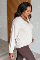 All Out Comfort V-Neck Pullover in Mocha Cream-Tops-Stay Foxy Boutique, Florissant, Missouri