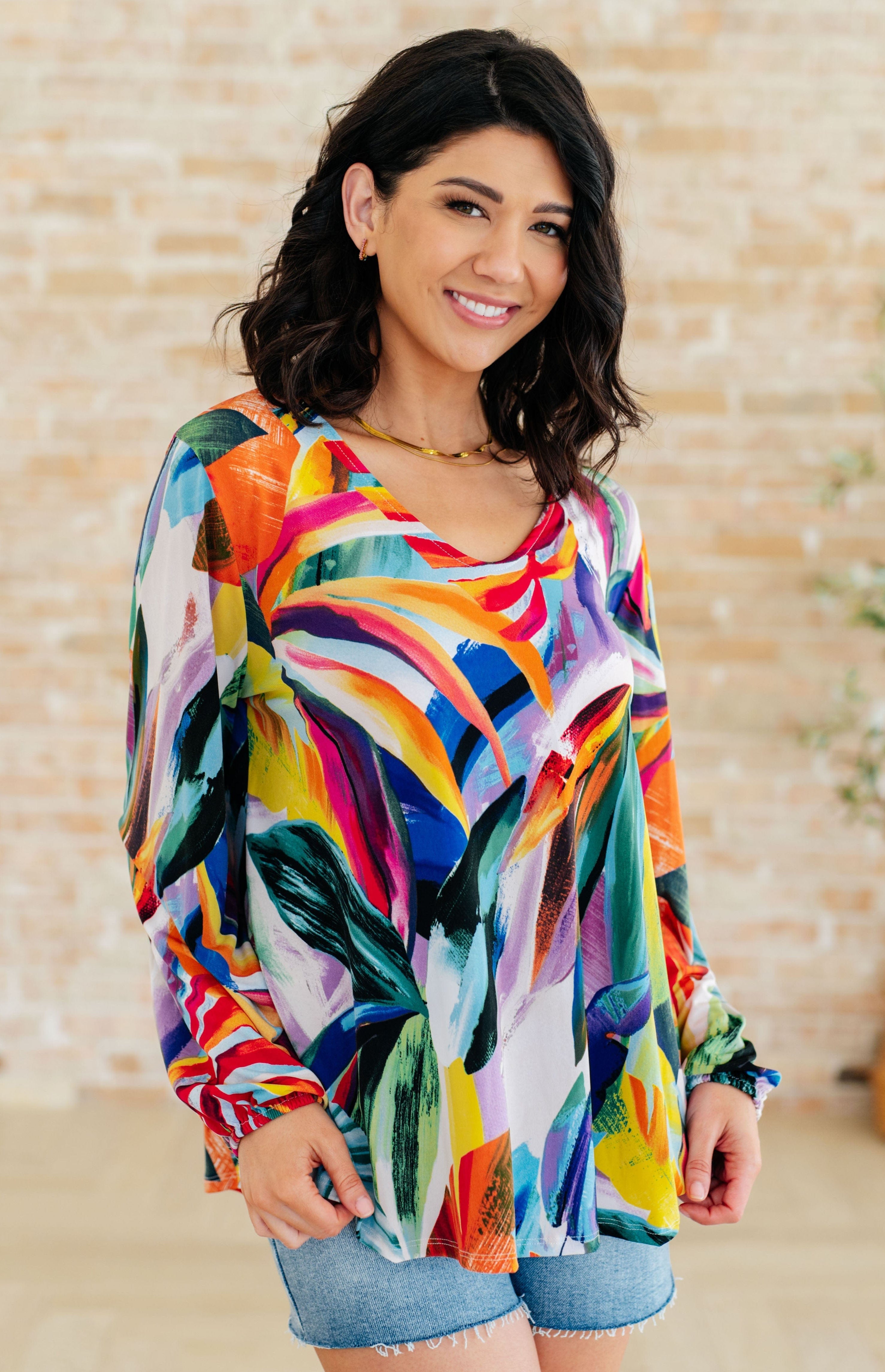 All Over The World Scoop Neck Blouse-Tops-Stay Foxy Boutique, Florissant, Missouri