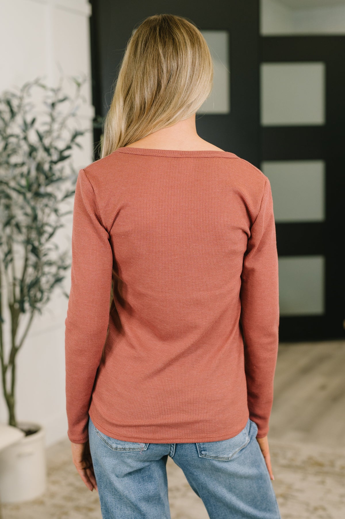 All That I Know Split Neck Top in Marsala-Womens-Stay Foxy Boutique, Florissant, Missouri