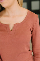 All That I Know Split Neck Top in Marsala-Womens-Stay Foxy Boutique, Florissant, Missouri