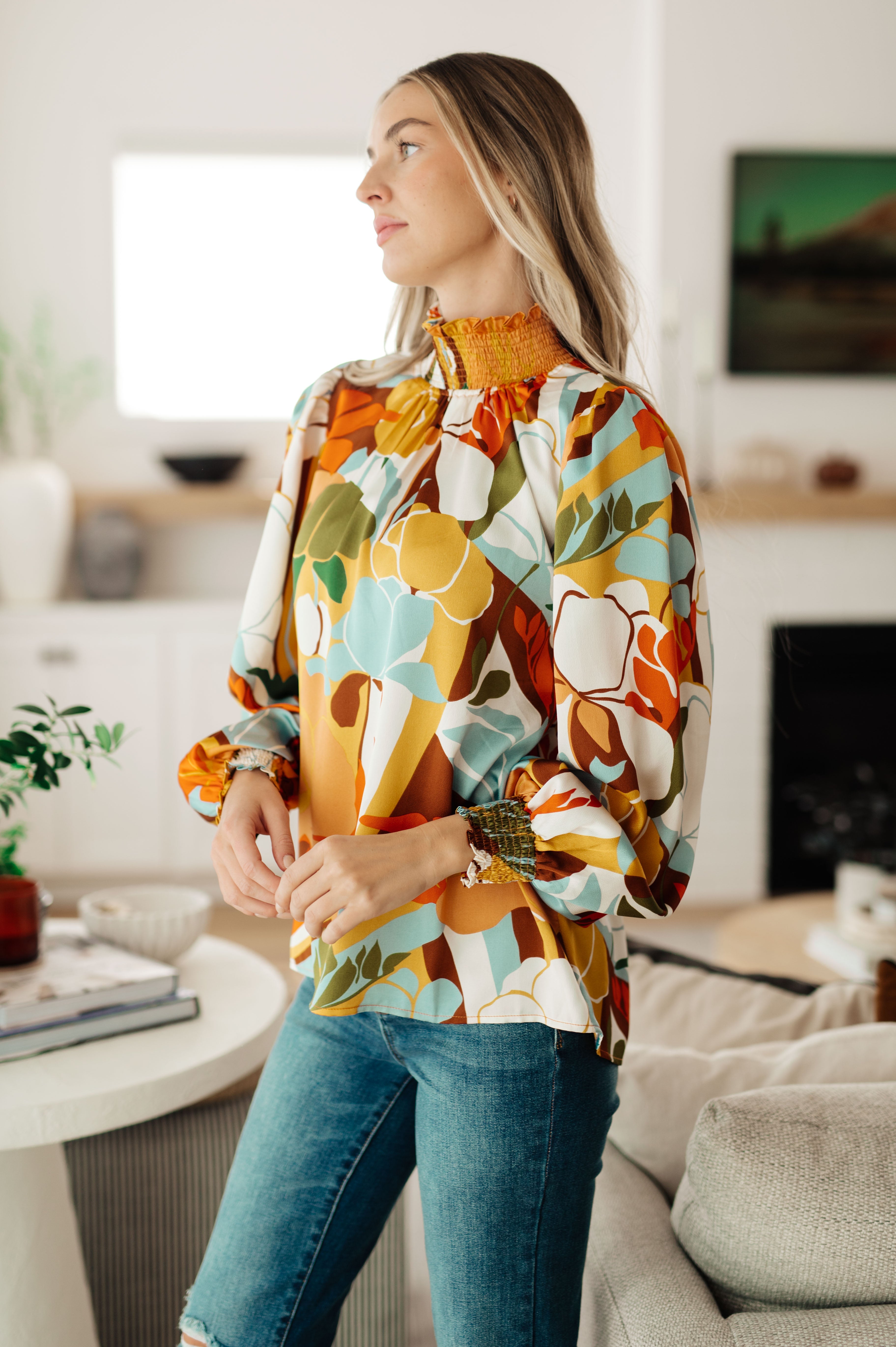 All Together Now Mock Neck Blouse-Tops-Stay Foxy Boutique, Florissant, Missouri
