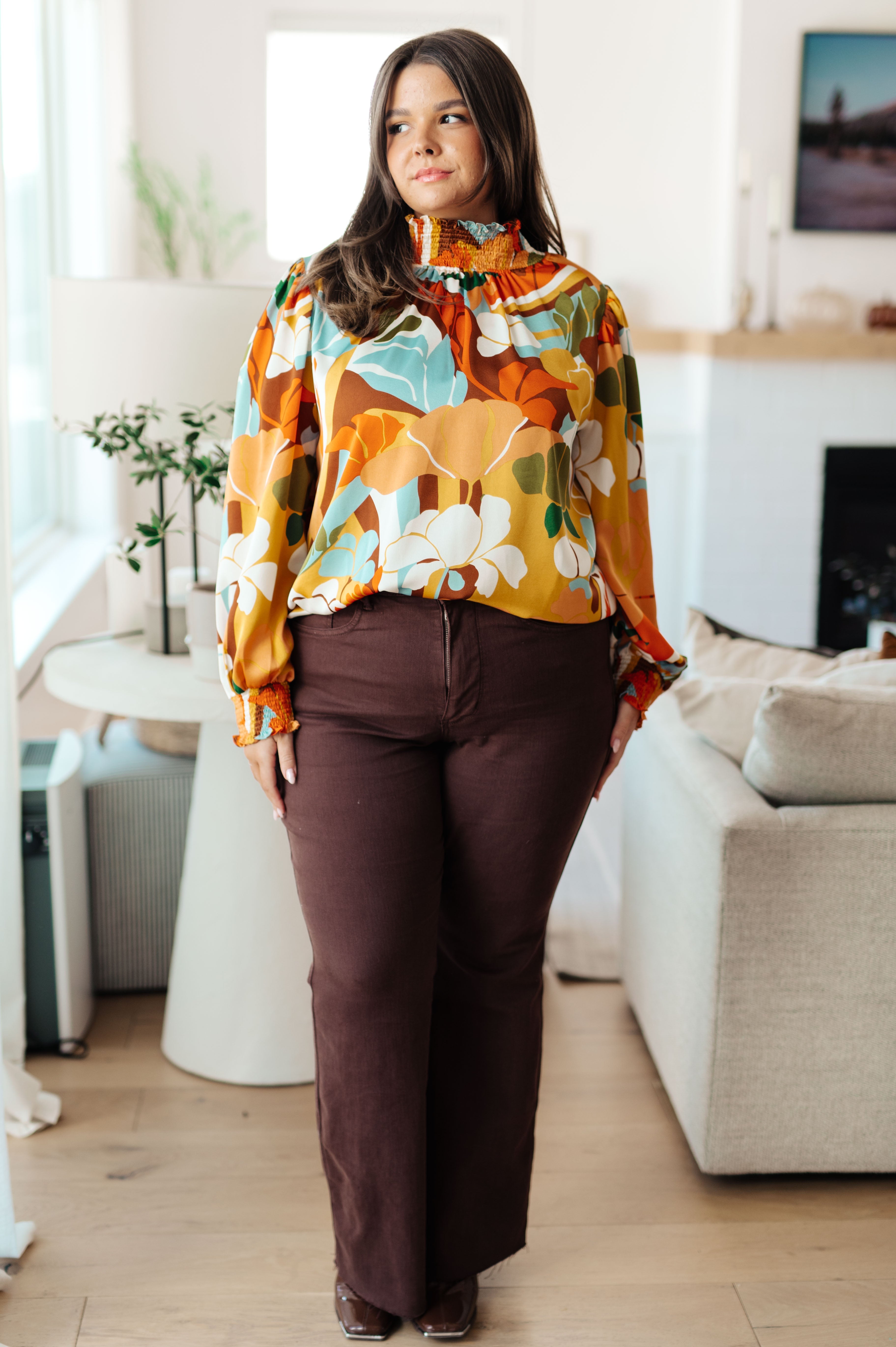 All Together Now Mock Neck Blouse-Tops-Stay Foxy Boutique, Florissant, Missouri