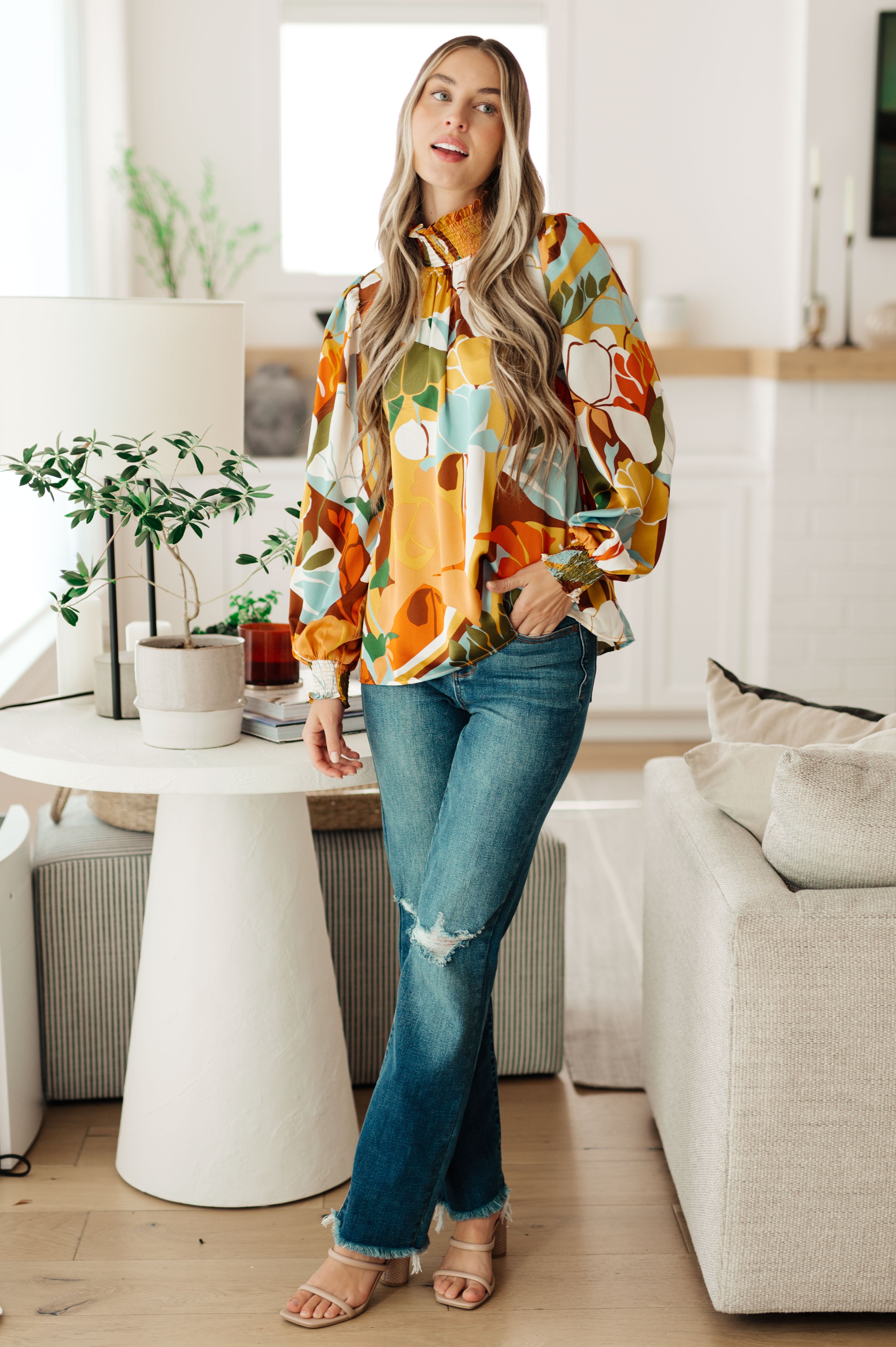 All Together Now Mock Neck Blouse-Tops-Stay Foxy Boutique, Florissant, Missouri