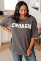 Always Enough Graphic Tee in Charcoal-Tops-Stay Foxy Boutique, Florissant, Missouri