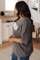 Always Enough Graphic Tee in Charcoal-Tops-Stay Foxy Boutique, Florissant, Missouri