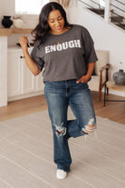 Always Enough Graphic Tee in Charcoal-Tops-Stay Foxy Boutique, Florissant, Missouri