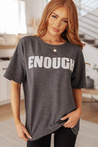 Always Enough Graphic Tee in Charcoal-Tops-Stay Foxy Boutique, Florissant, Missouri