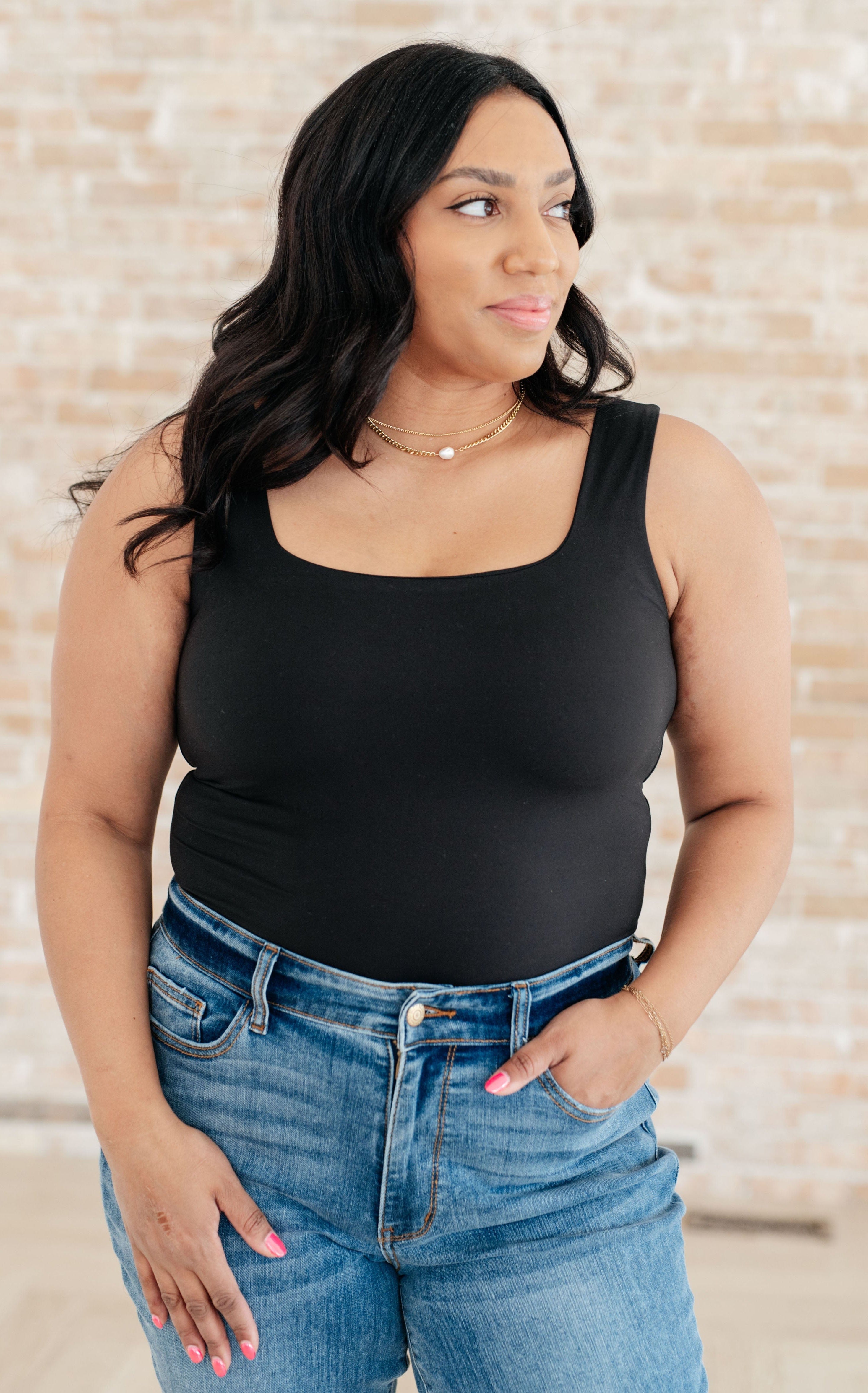 Always Right Square Neck Tank in Black-Athleisure-Stay Foxy Boutique, Florissant, Missouri