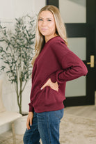 Always True Drop Shoulder Pullover in Dark Burgundy-Womens-Stay Foxy Boutique, Florissant, Missouri