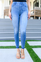 Amanda High Rise Pull on Release Hem Skinny Jeans-Denim-Stay Foxy Boutique, Florissant, Missouri