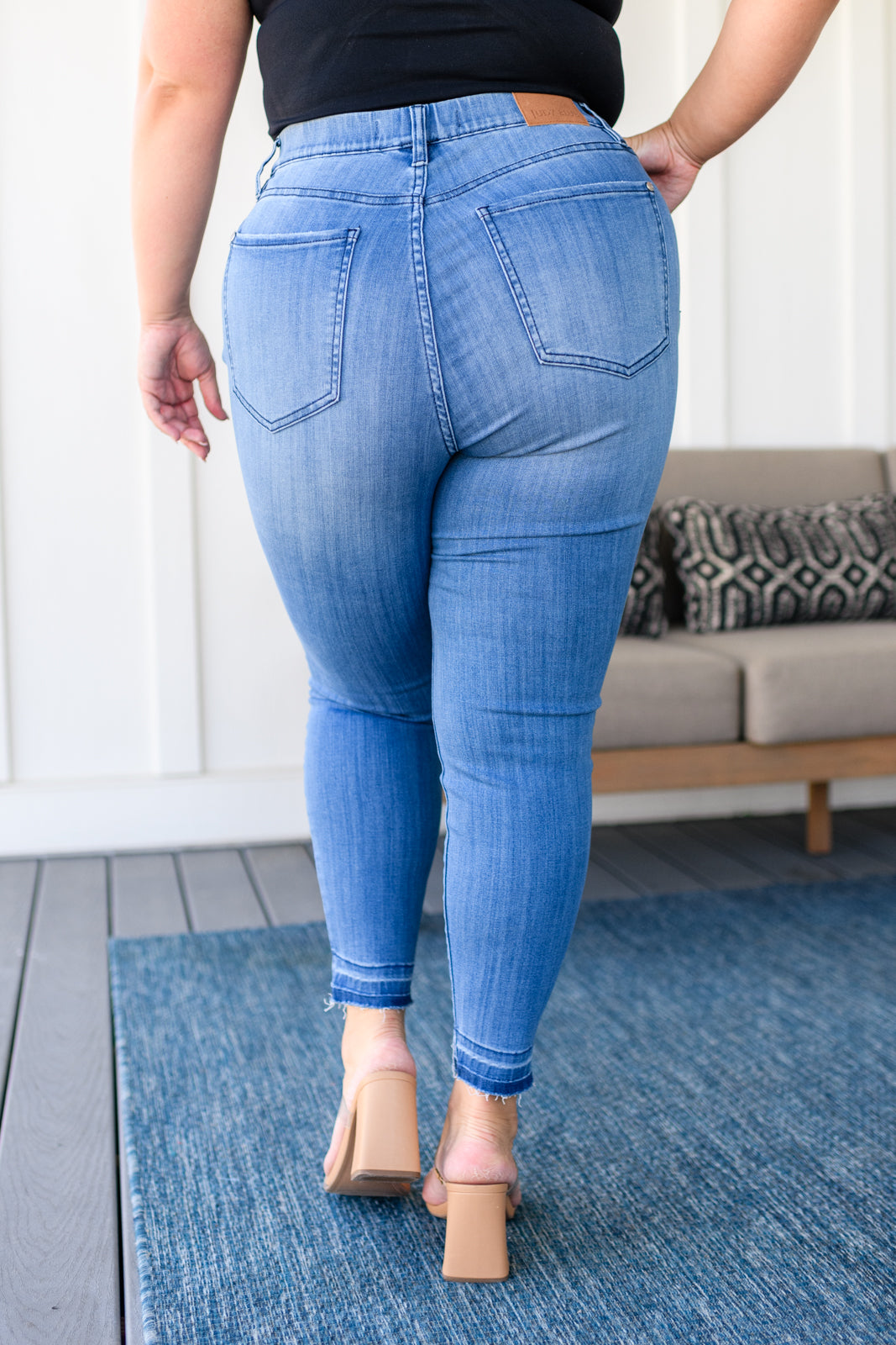 Amanda High Rise Pull on Release Hem Skinny Jeans-Denim-Stay Foxy Boutique, Florissant, Missouri