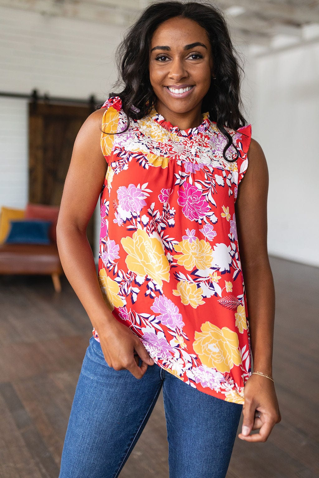 Among The Flowers Floral Top-Tops-Stay Foxy Boutique, Florissant, Missouri