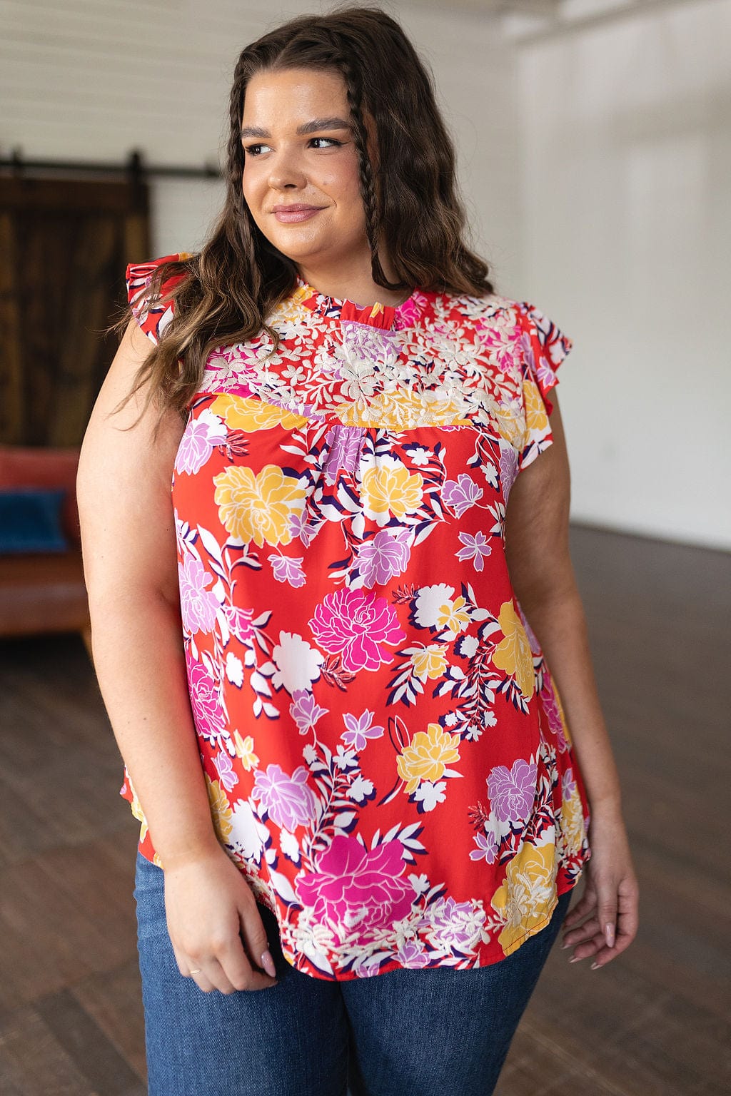 Among The Flowers Floral Top-Tops-Stay Foxy Boutique, Florissant, Missouri